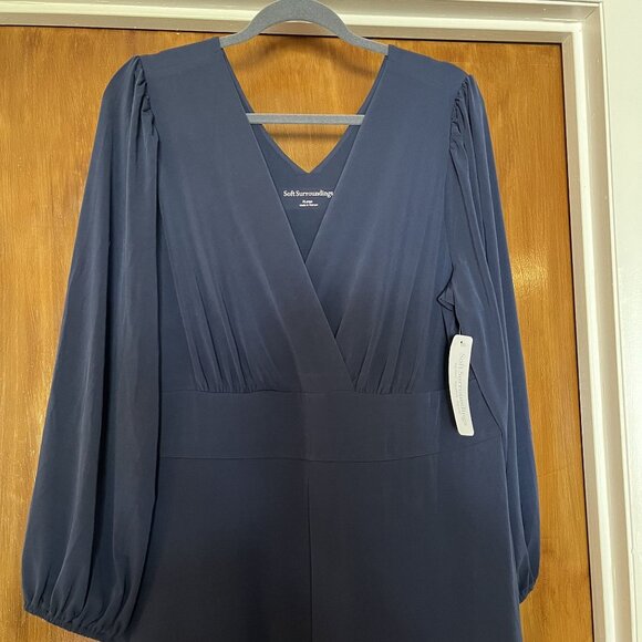 NWT Soft Surroundings Navy Long Sleeve Jumpsuit XL Polyester Blend - Picture 7 of 8